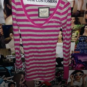 Pink and grey striped top