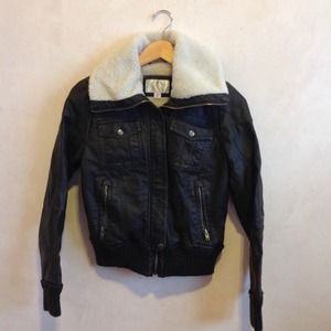 Brand New faux leather and shearling BOMBER JACKET
