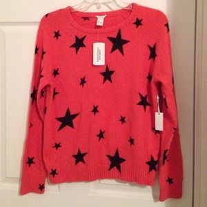 Coral Sweater with Stars