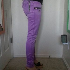Silky feeling bright purple skinny jeans