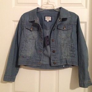 Striped Denim Crop Jacket