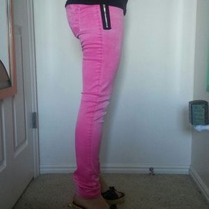 Silky feeling bright pink skinny jeans