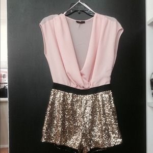 Sheer and sequins elegant romper