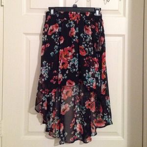Floral Print Hi-low Skirt