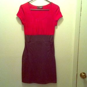 Red and dark gray dress