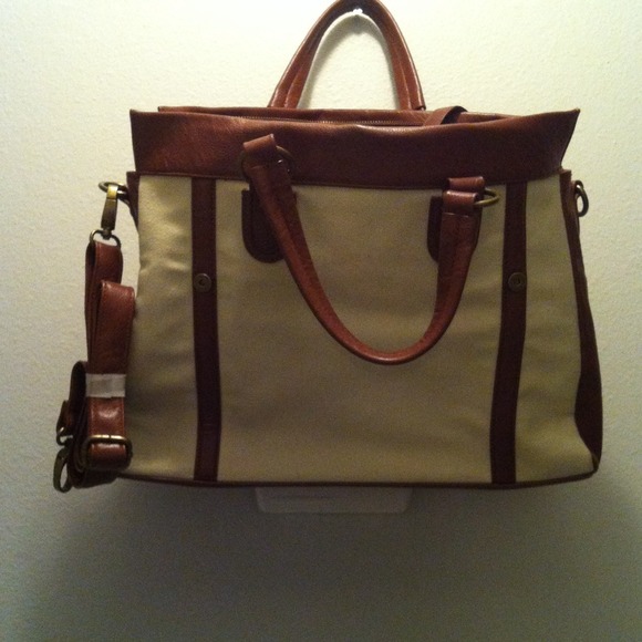 Off white and brown purse