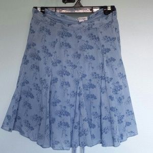 ($$$$)Calvin Klein blue floral cotton flared skirt