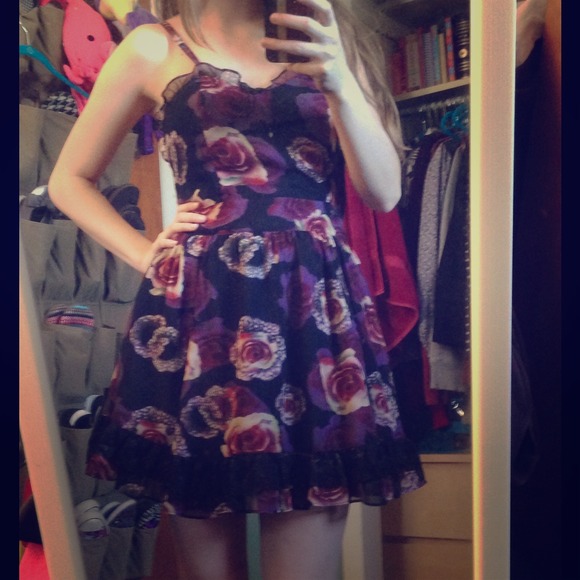 Tripp Black and Burgundy Floral Dress