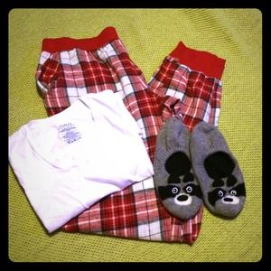 plaid skinny knit pajama pants 😴