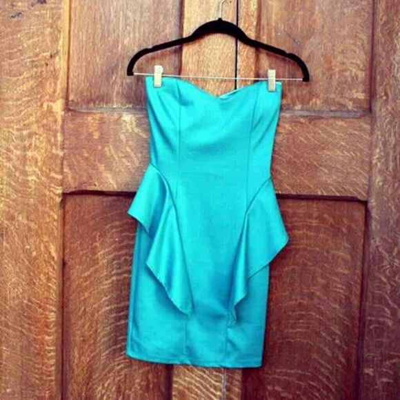 Strapless Turquoise Cocktail Dress
