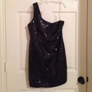 Black Sequins One Shoulder Dress