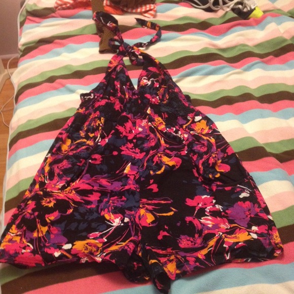 A pink floral romper