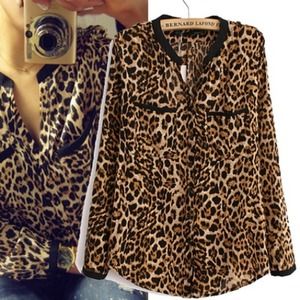 Leopard Print Blouse Small