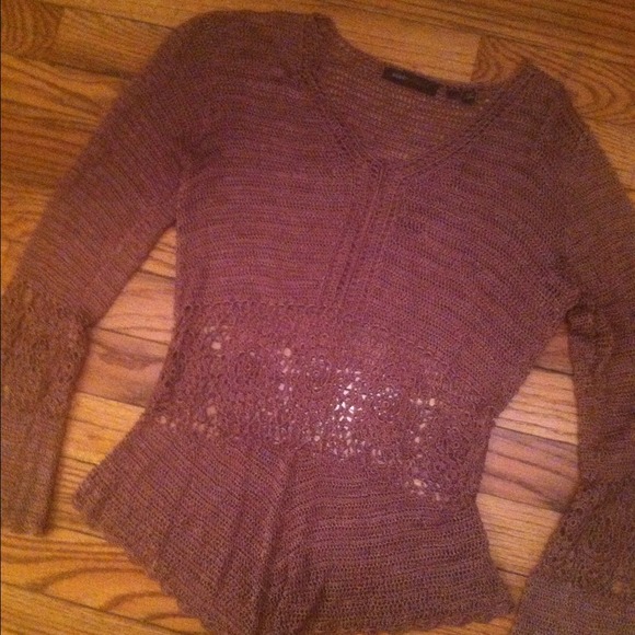 Beautiful BCBG chocolate Brown Crochet Sweater