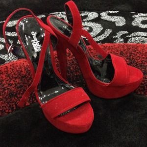 Red platform heels