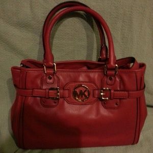 Mk Michael kors hudson large red leather tote
