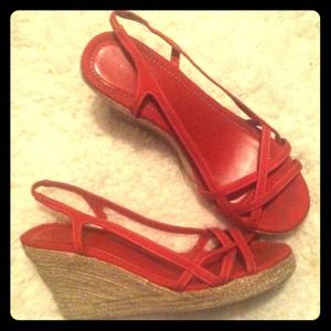 Red Strappy Wedges
