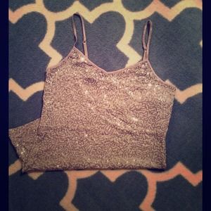 SOLD---Silver sequin cami