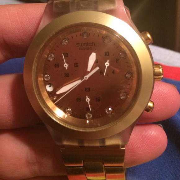 Golden blooded swatch watch
