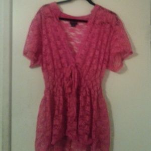 Lace Shirt in Hot Pink