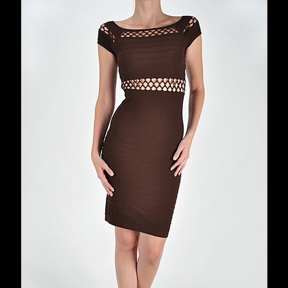 Dresses & Skirts - Brown Seamless Soft Knit Dress With Cutout Detail