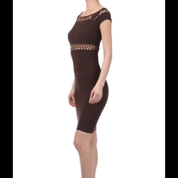 Brown Seamless Soft Knit Dress With Cutout Detail - Picture 2 of 4