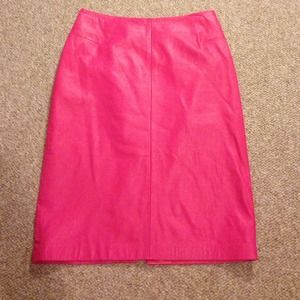 Hot pink leather skirt