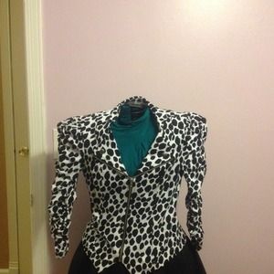 White with black printed blazer