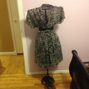 Black and cream knee length dress