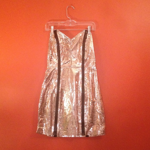Metallic Snakeskin Party Dress