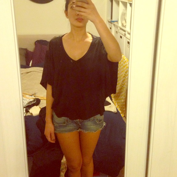 Sheer back black top small