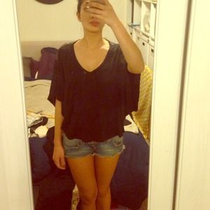 Sheer back black top small