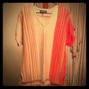 Jones New York striped Tan and Coral sweater