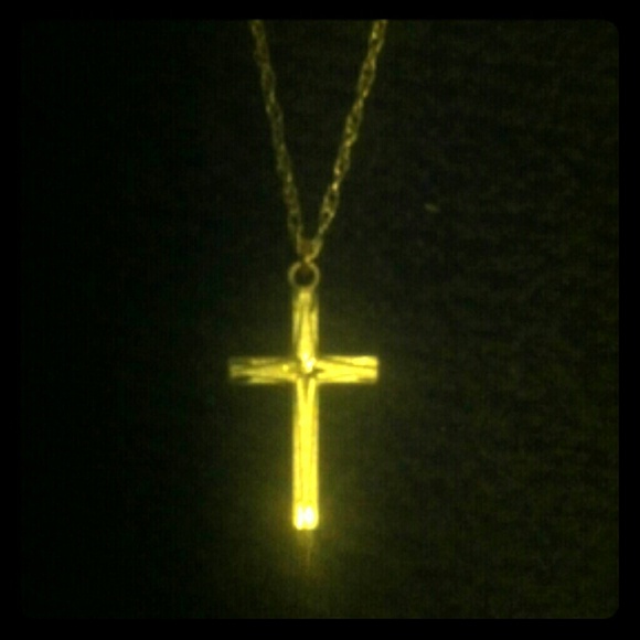 14 k solid gold chain & cross