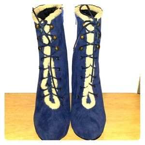 Navy blue suede boots
