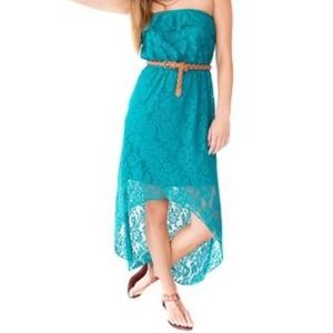 NWT Crochet Hi-Low Belted Dress