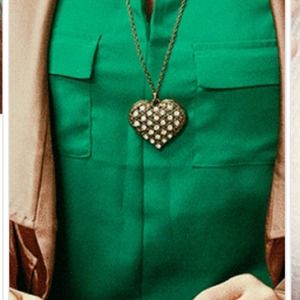 Rhinestone Heart Long Necklace