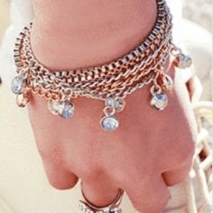 2 pc Chains and Diamonds Bracelets Set