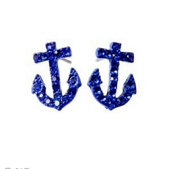 Blue Anchor Earrings!!