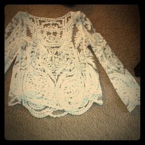 Cream and see through sweater top