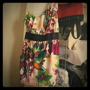 One shoulder floral dress