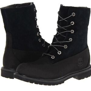 SOLD Timberland Teddy Fleece Fold Down Black Boots