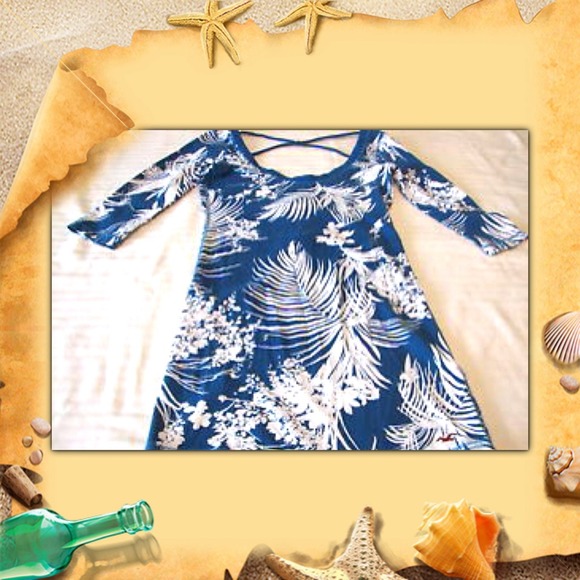 Hollister Blue White Floral Stretch Mini Dress!🌺