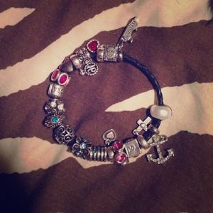 Pandora bracelet with lots of charms!