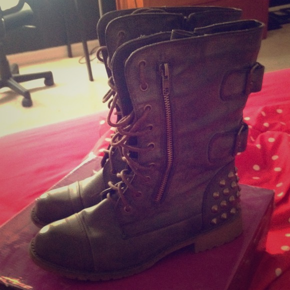 Brown combat boots