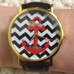 ⚓️The "Jerry" Anchor & Chevron Watch in Black⚓️