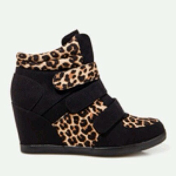 Forever 21 Shoes - F21 Leopard and Black sneaker wedges