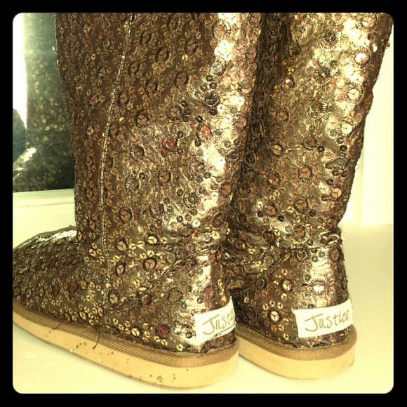 Super Bowl price cut justice gold sequin boots!!