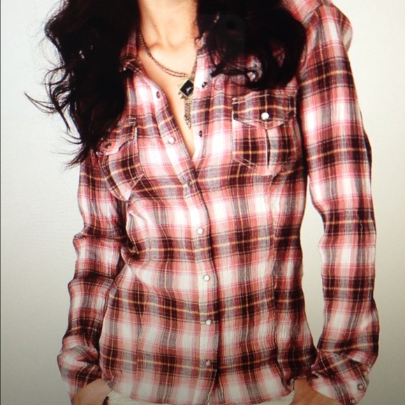SOLD Free People We the Free Plaid lace up  top