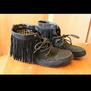 Black Moccasin-Style Booties